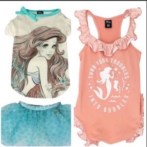 NWT Disney Little Mermaid Ariel 2 outfits swimsuit XS